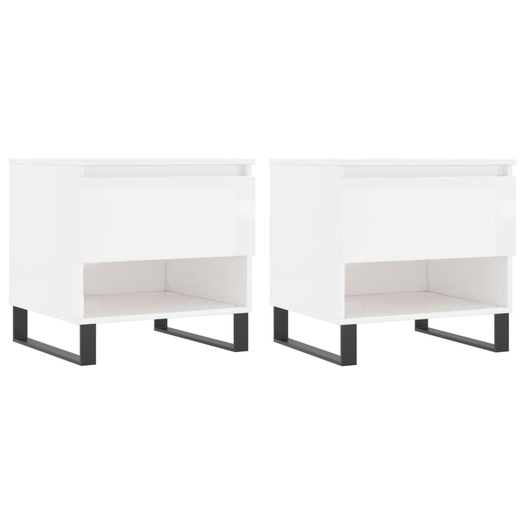 VidaXL Salontafels 2 st 50x46x50 cm bewerkt hout hoogglans wit