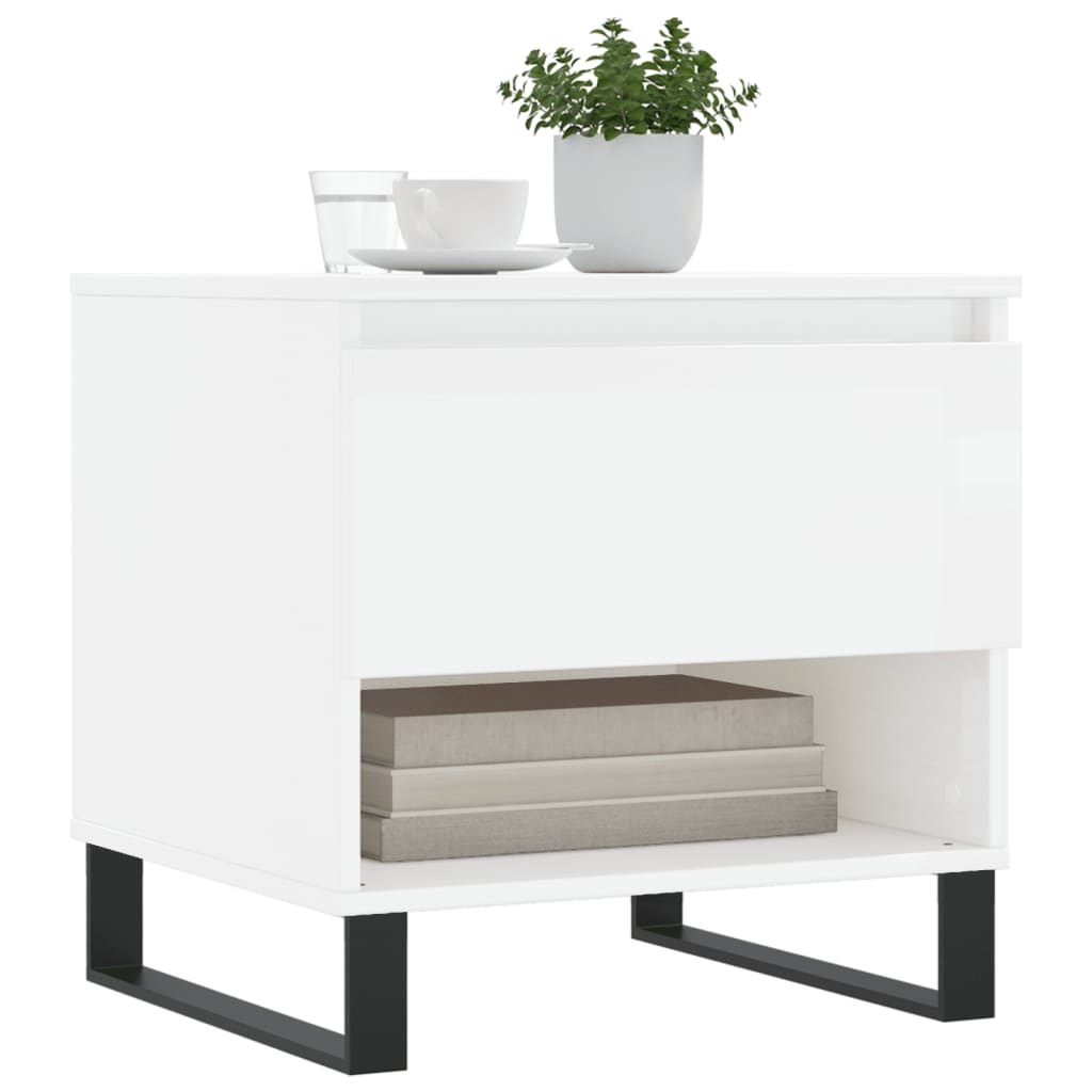VidaXL Salontafels 2 st 50x46x50 cm bewerkt hout hoogglans wit