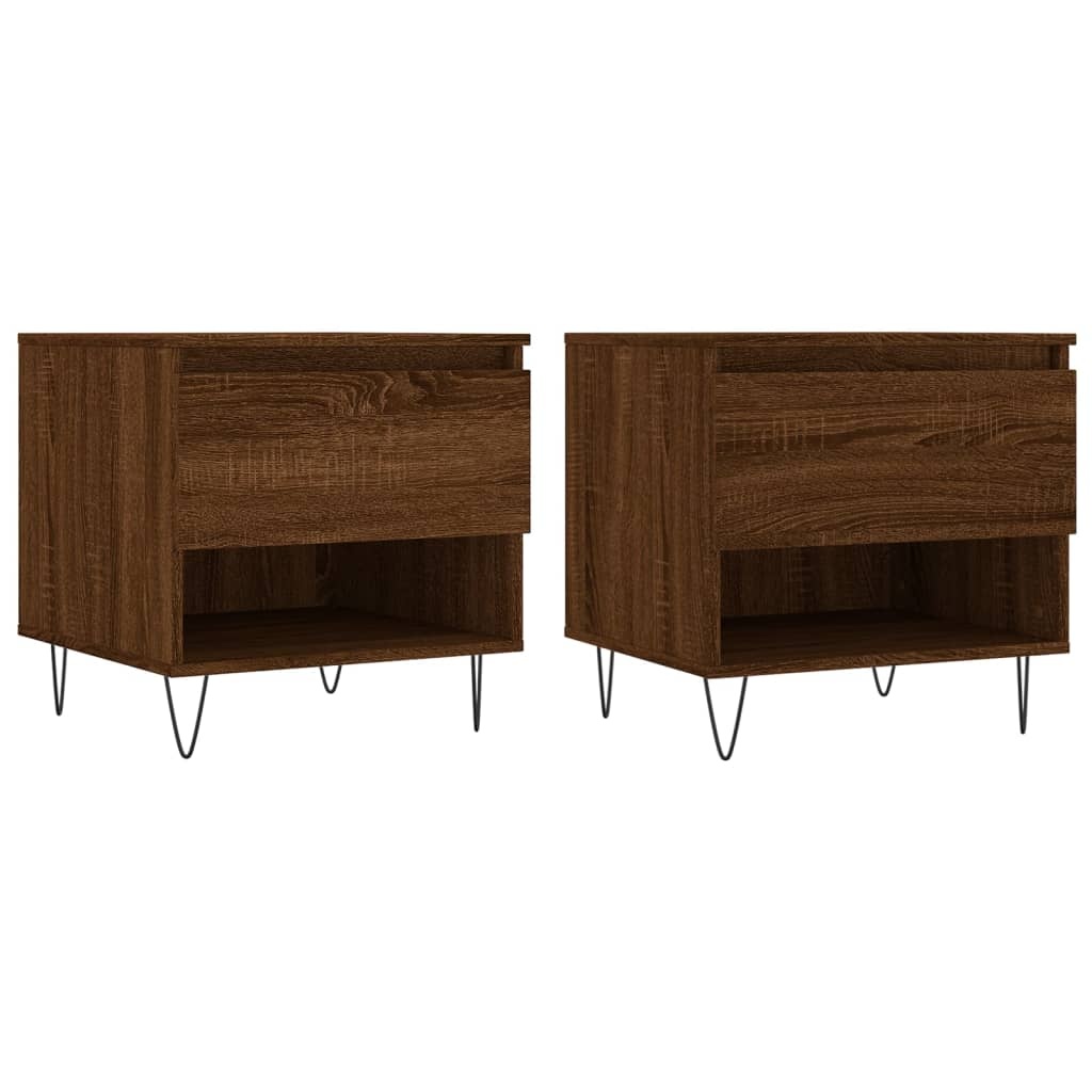 VidaXL Salontafels 2 st 50x46x50 cm bewerkt hout bruineikenkleurig
