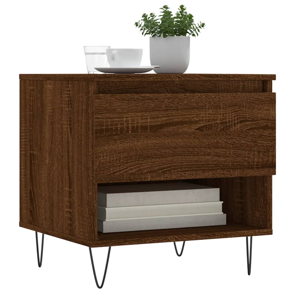 VidaXL Salontafels 2 st 50x46x50 cm bewerkt hout bruineikenkleurig