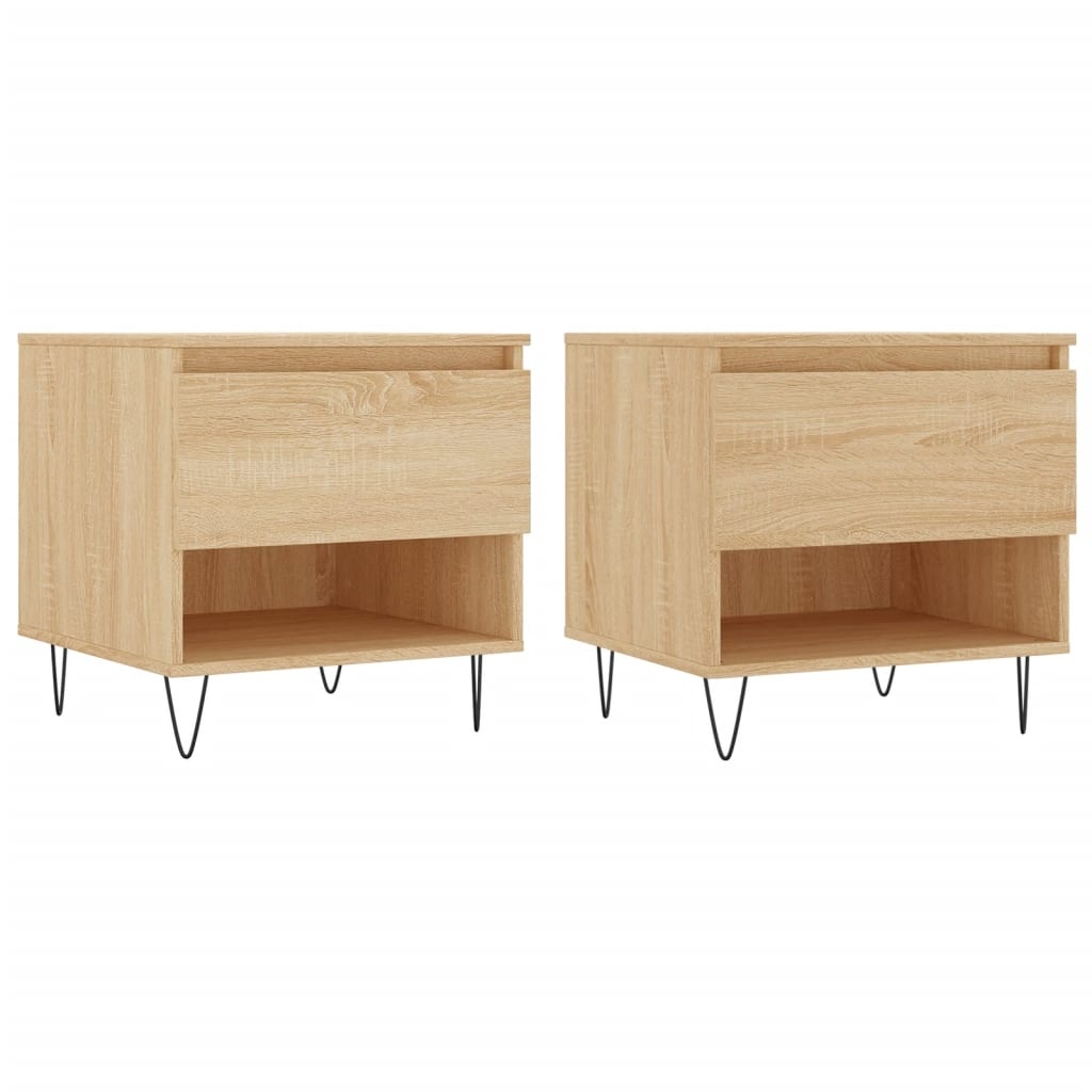 VidaXL Salontafels 2 st 50x46x50 cm bewerkt hout sonoma eikenkleurig