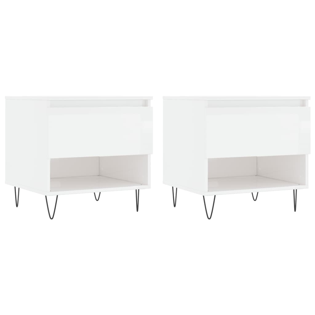 VidaXL Salontafels 2 st 50x46x50 cm bewerkt hout hoogglans wit