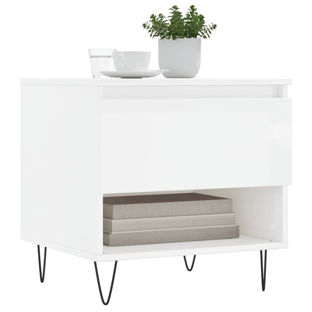 VidaXL Salontafels 2 st 50x46x50 cm bewerkt hout hoogglans wit