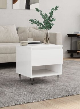 VidaXL Salontafel 50x46x50 cm bewerkt hout hoogglans wit