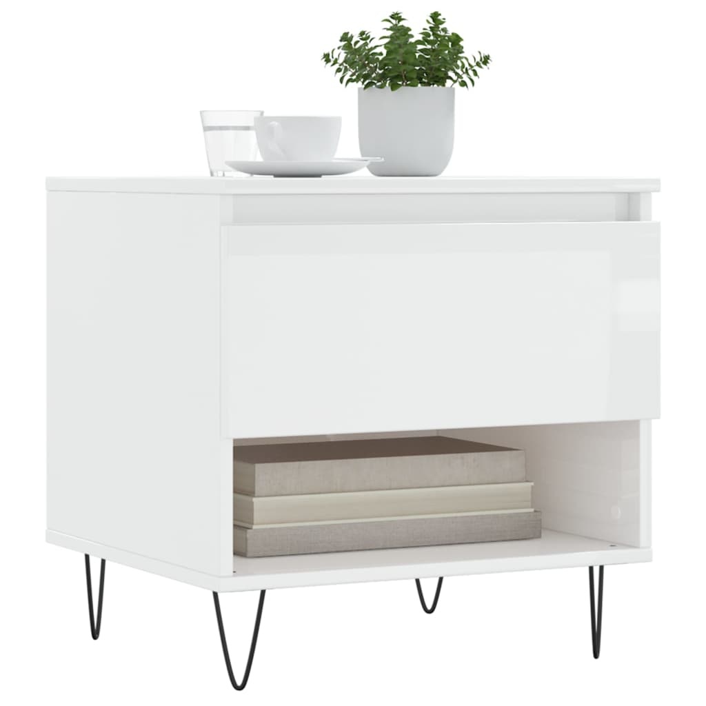 VidaXL Salontafel 50x46x50 cm bewerkt hout hoogglans wit