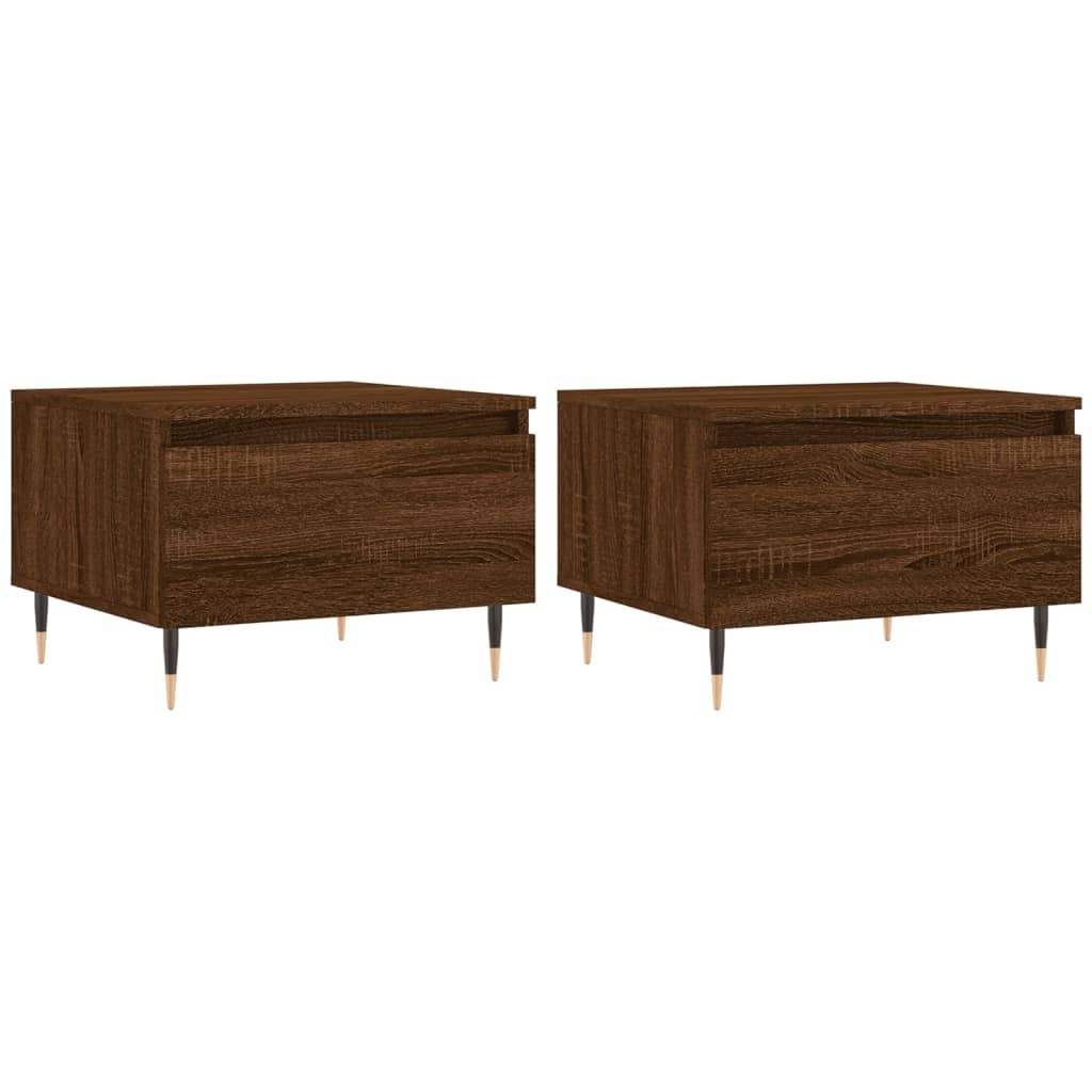 VidaXL Salontafels 2 st 50x46x35 cm bewerkt hout bruineikenkleurig