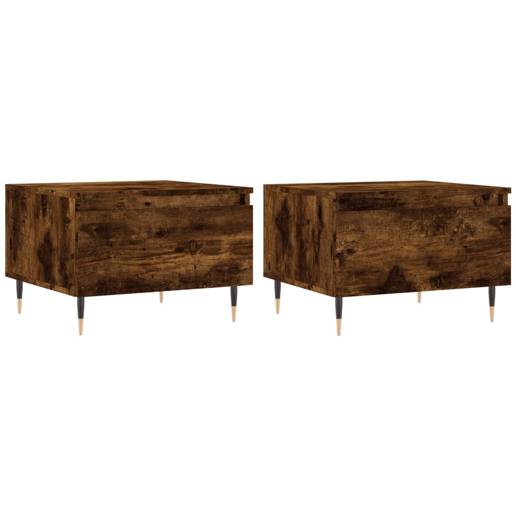 VidaXL Salontafels 2 st 50x46x35 cm bewerkt hout gerookt eikenkleurig