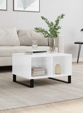 VidaXL Salontafel 60x50x36,5 cm bewerkt hout hoogglans wit