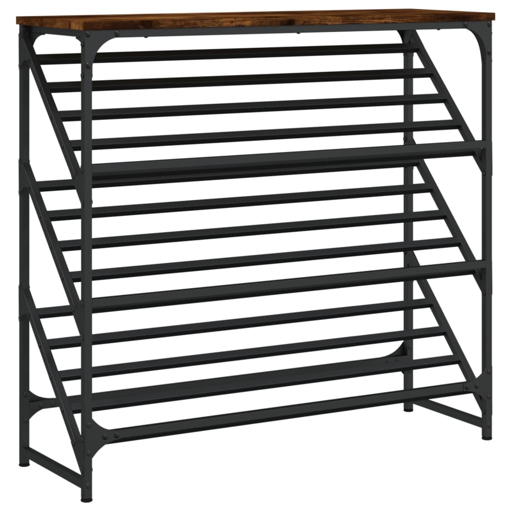 VidaXL Schoenenrek 90x30x85 cm bewerkt hout gerookt eikenkleurig