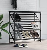 VidaXL Schoenenrek 90x30x85 cm bewerkt hout zwart