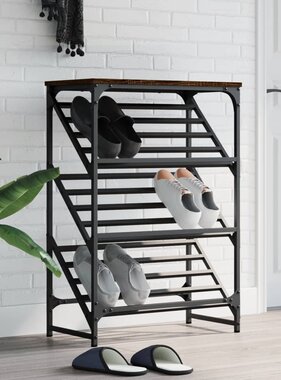 VidaXL Schoenenrek 60x30x85 cm bewerkt hout bruineikenkleurig