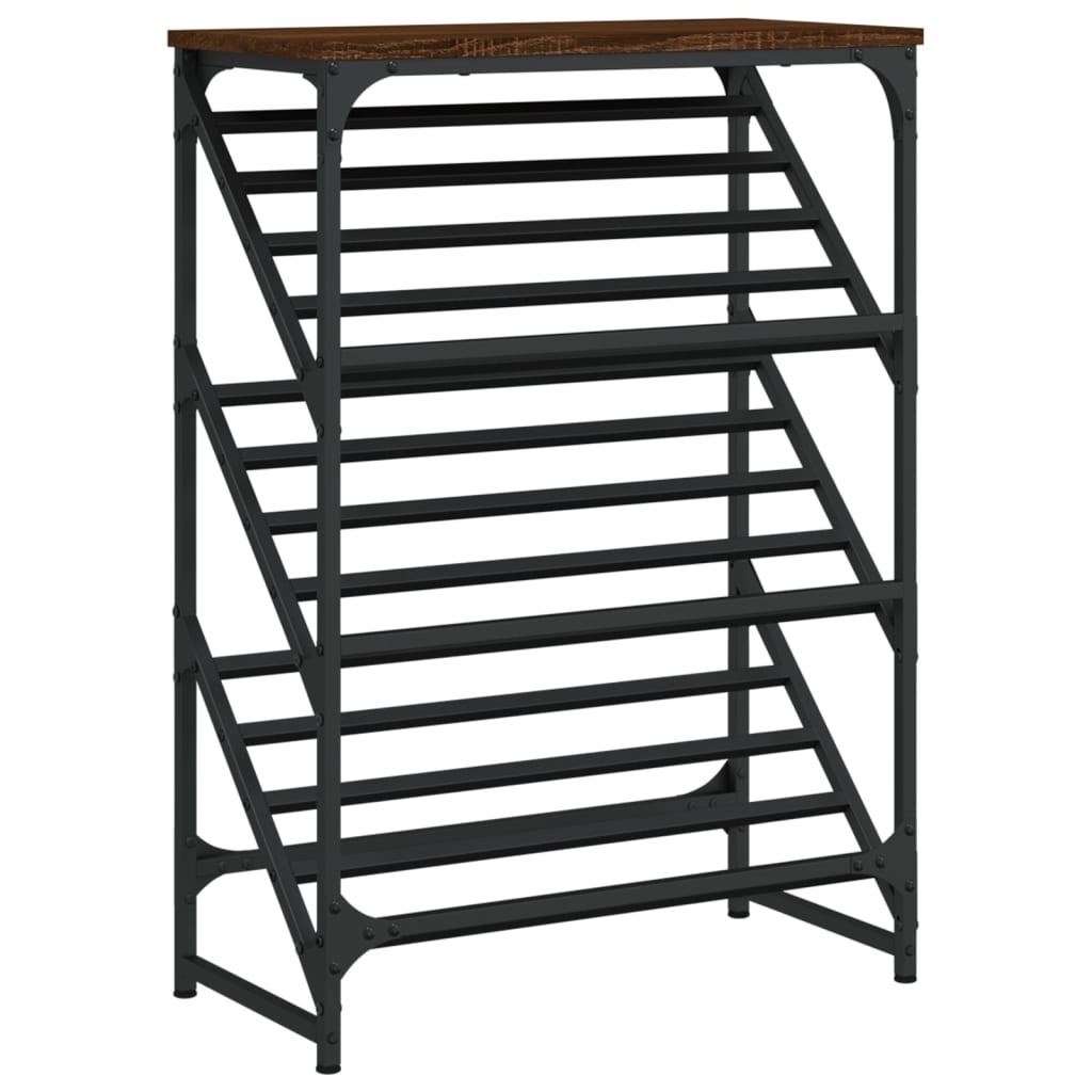 VidaXL Schoenenrek 60x30x85 cm bewerkt hout bruineikenkleurig