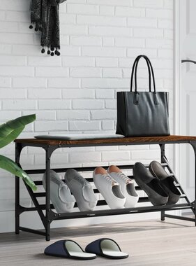 VidaXL Schoenenrek 90x30x45 cm bewerkt hout bruineikenkleurig