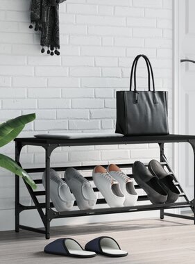 VidaXL Schoenenrek 90x30x45 cm bewerkt hout zwart
