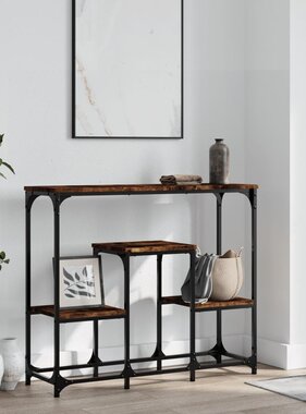 VidaXL Wandtafel 89,5x28x76 cm bewerkt hout gerookt eikenkleurig