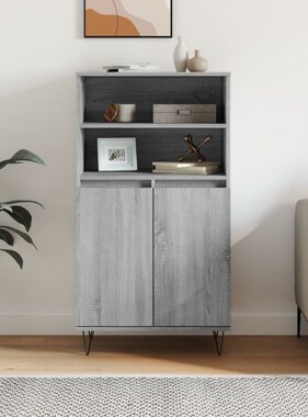 VidaXL Hoge kast 60x36x110 cm bewerkt hout grijs sonoma eikenkleurig