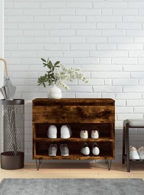 VidaXL Schoenenkast 70x36x60 cm bewerkt hout gerookt eikenkleurig