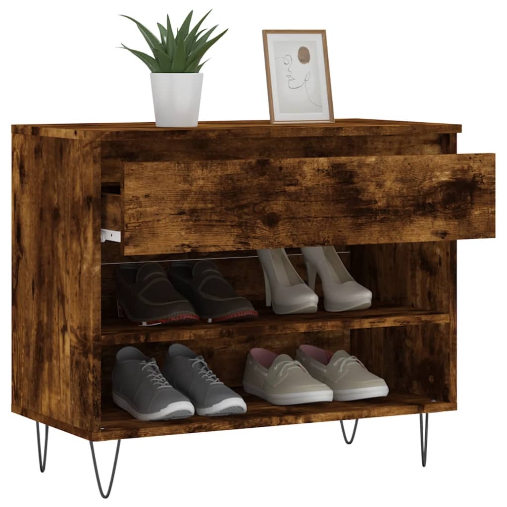 VidaXL Schoenenkast 70x36x60 cm bewerkt hout gerookt eikenkleurig