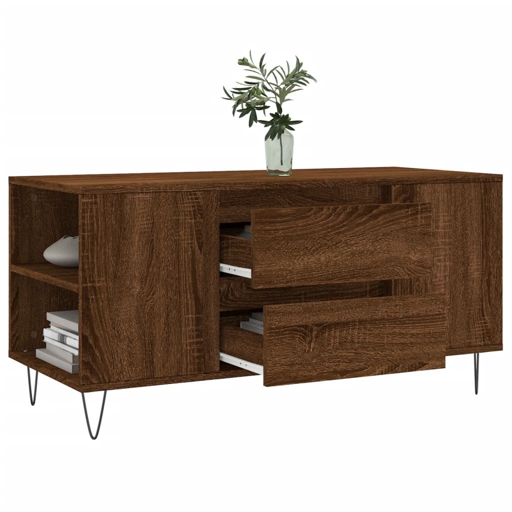 VidaXL Salontafel 102x44,5x50 cm bewerkt hout bruineikenkleurig