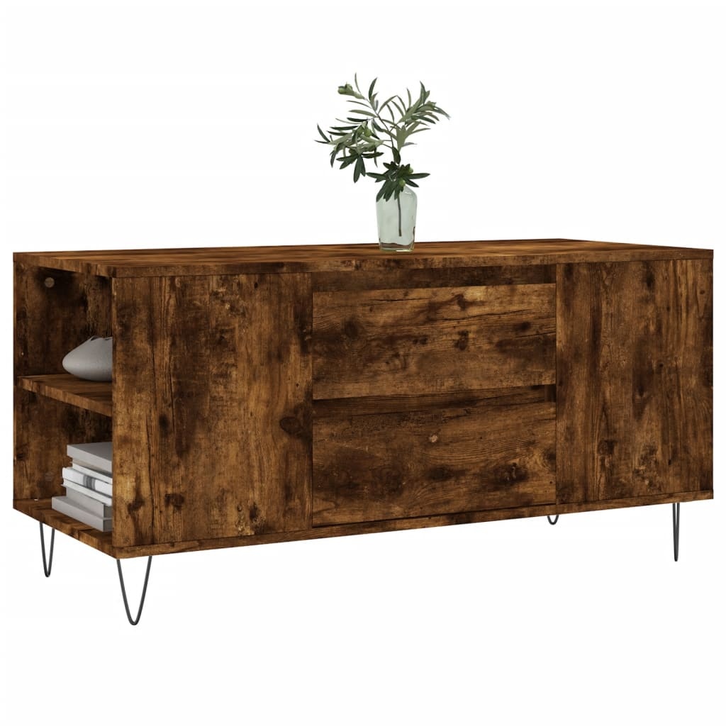 vidaXL Salontafel 102x44,5x50 cm bewerkt hout gerookt eikenkleurig