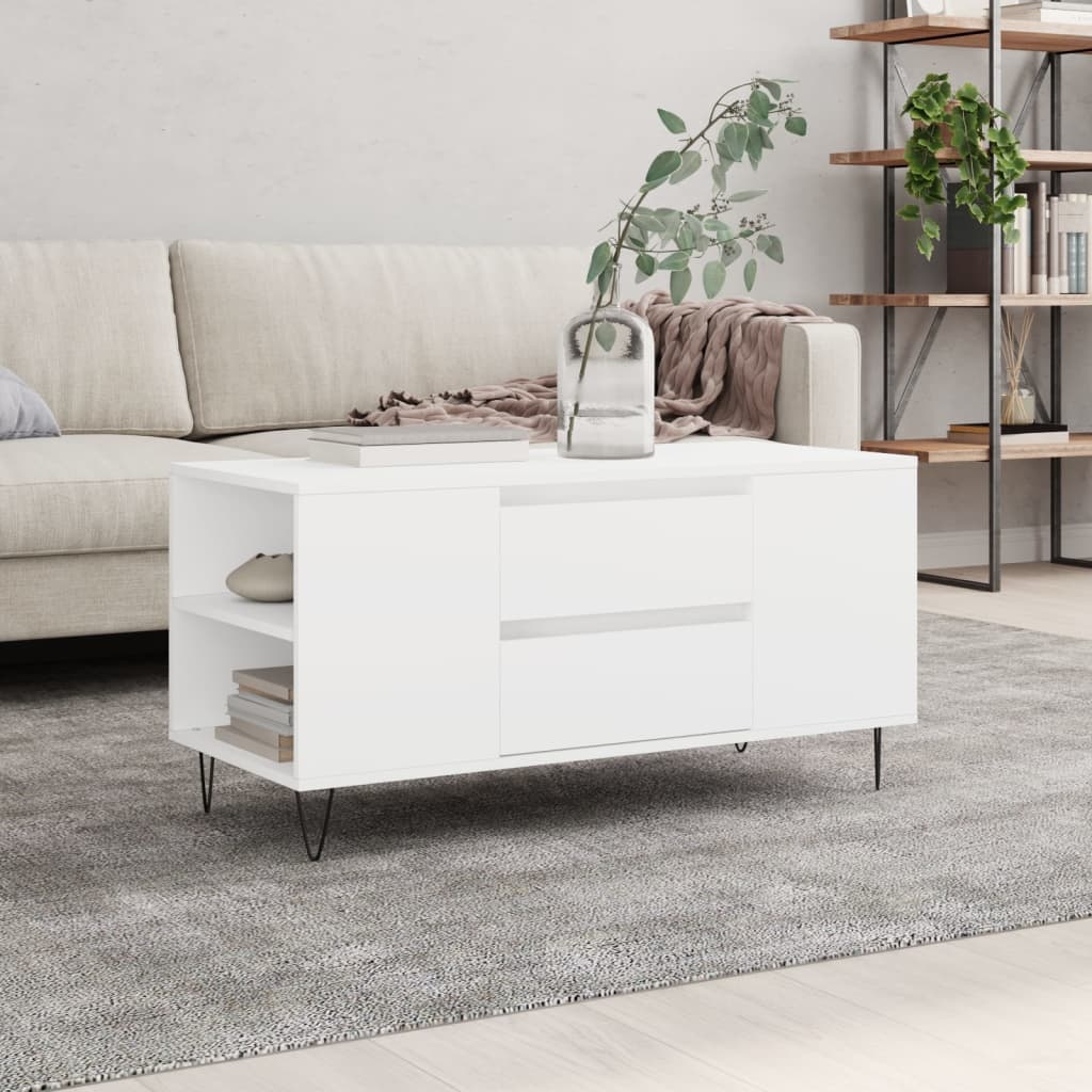 VidaXL Salontafel 102x44,5x50 cm bewerkt hout wit