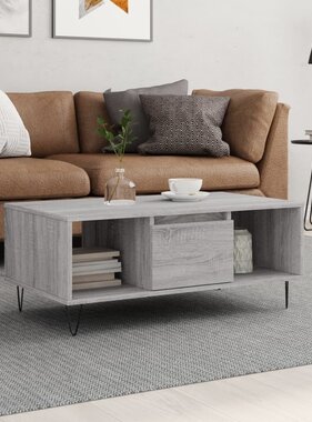 VidaXL Salontafel 90x50x36,5 cm bewerkt hout grijs sonoma