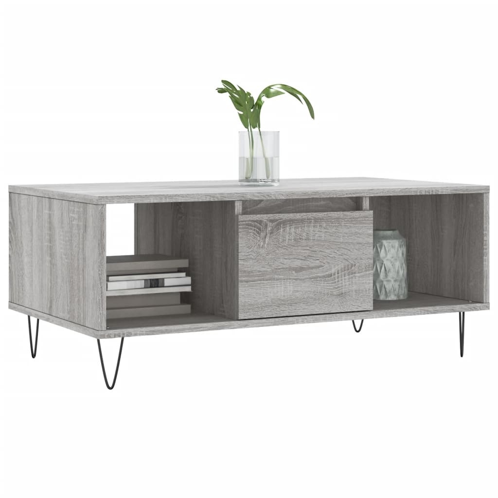 VidaXL Salontafel 90x50x36,5 cm bewerkt hout grijs sonoma
