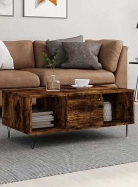 VidaXL Salontafel 90x50x36,5 cm bewerkt hout gerookt eikenkleurig