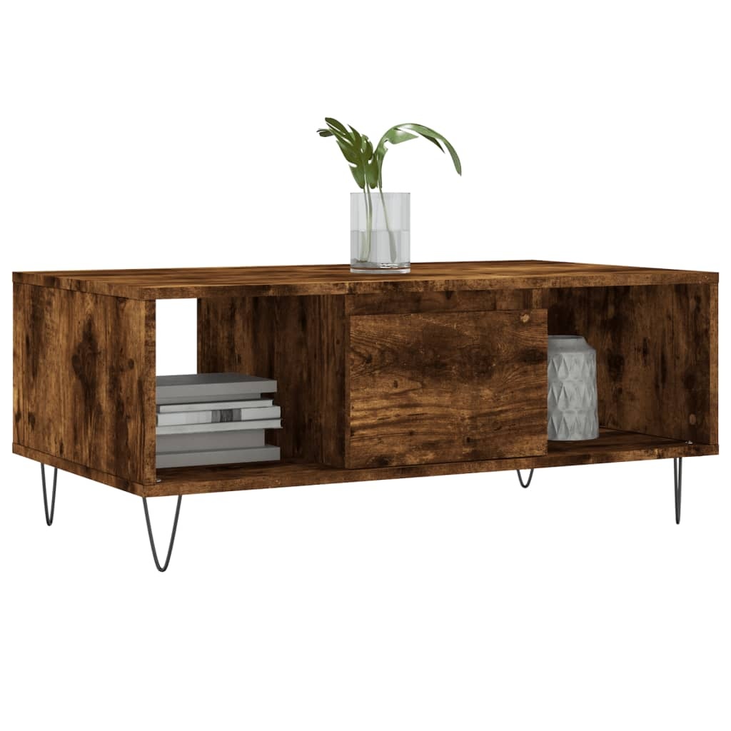 VidaXL Salontafel 90x50x36,5 cm bewerkt hout gerookt eikenkleurig