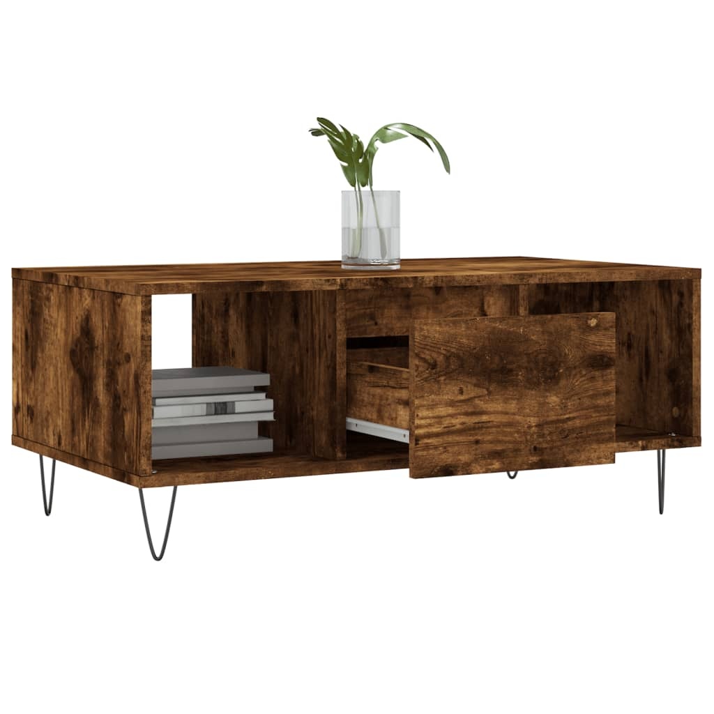 VidaXL Salontafel 90x50x36,5 cm bewerkt hout gerookt eikenkleurig