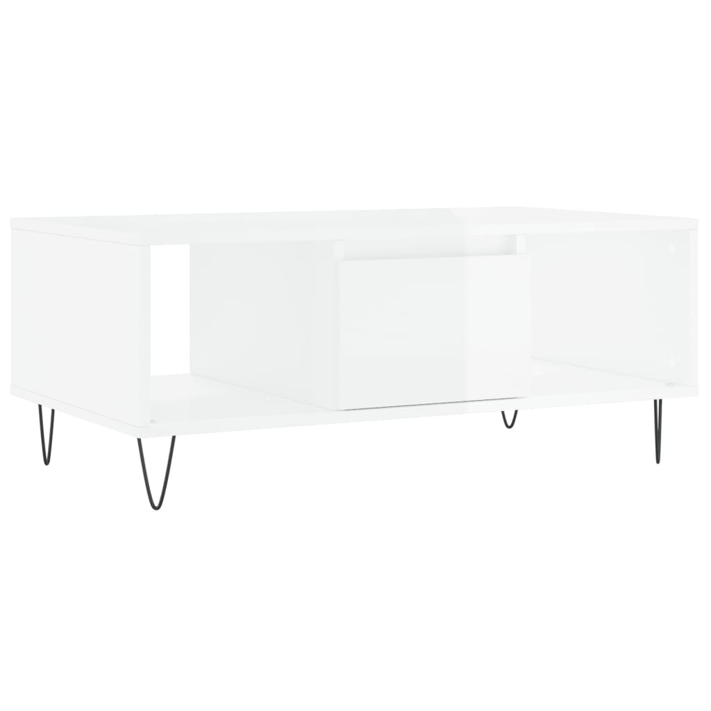 VidaXL Salontafel 90x50x36,5 cm bewerkt hout hoogglans wit