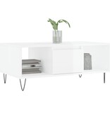 VidaXL Salontafel 90x50x36,5 cm bewerkt hout hoogglans wit