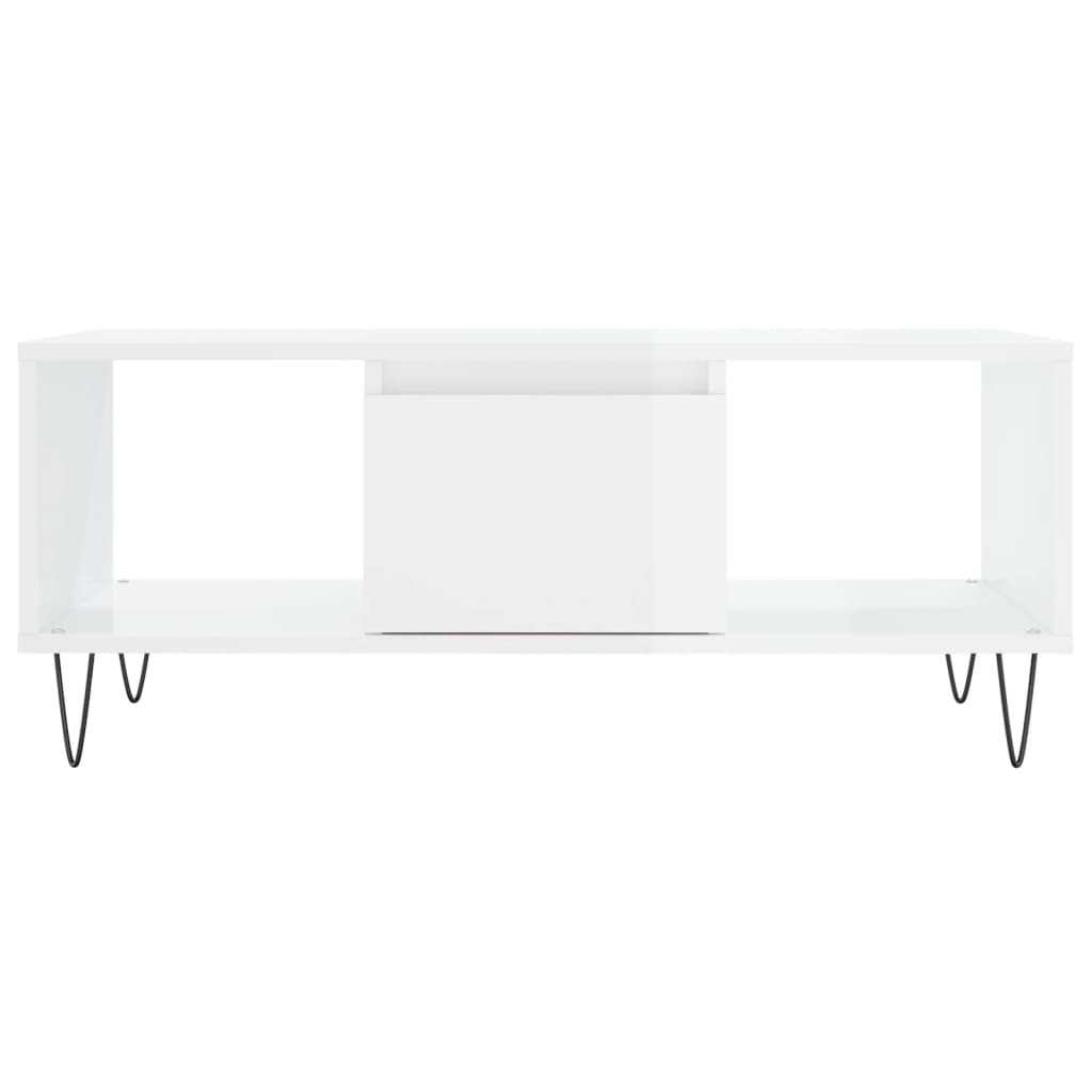 VidaXL Salontafel 90x50x36,5 cm bewerkt hout hoogglans wit