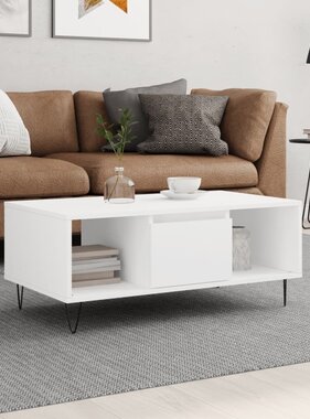 VidaXL Salontafel 90x50x36,5 cm bewerkt hout wit