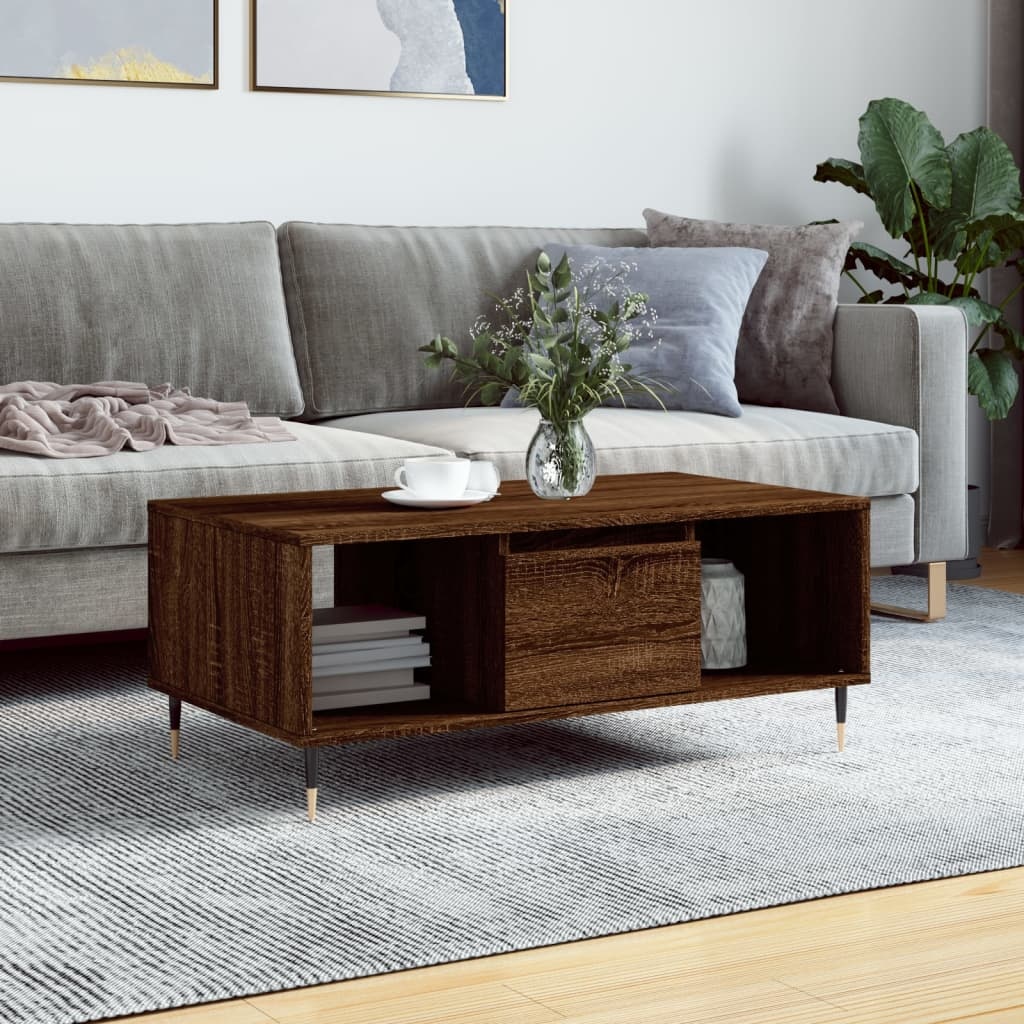 VidaXL Salontafel 90x50x36,5 cm bewerkt hout bruineikenkleurig