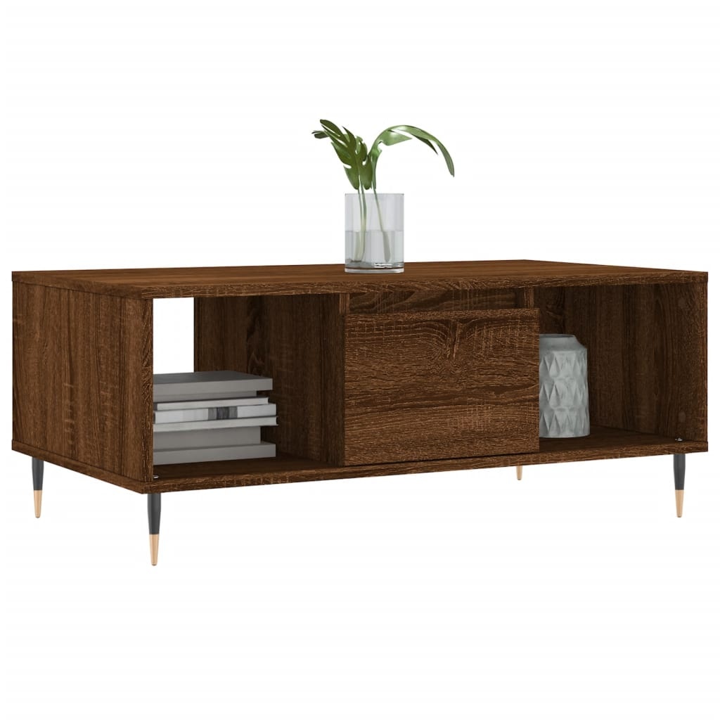 VidaXL Salontafel 90x50x36,5 cm bewerkt hout bruineikenkleurig