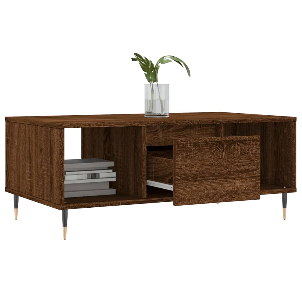 VidaXL Salontafel 90x50x36,5 cm bewerkt hout bruineikenkleurig