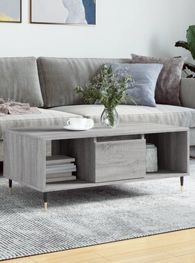 VidaXL Salontafel 90x50x36,5 cm bewerkt hout grijs sonoma