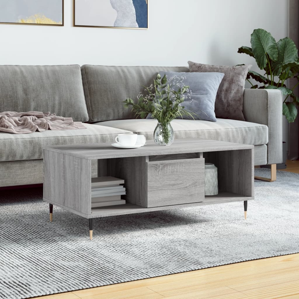 VidaXL Salontafel 90x50x36,5 cm bewerkt hout grijs sonoma