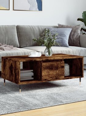 VidaXL Salontafel 90x50x36,5 cm bewerkt hout gerookt eikenkleurig