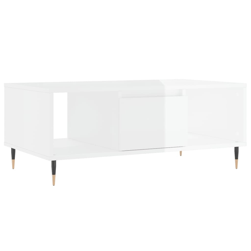 VidaXL Salontafel 90x50x36,5 cm bewerkt hout hoogglans wit
