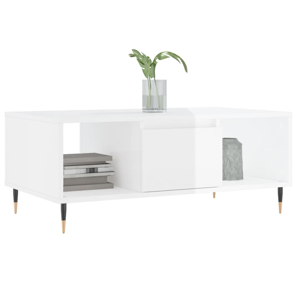 VidaXL Salontafel 90x50x36,5 cm bewerkt hout hoogglans wit