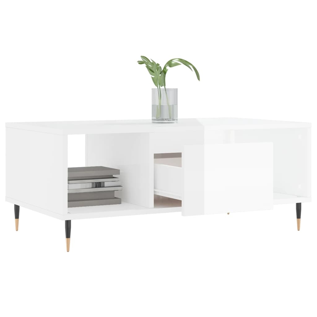 VidaXL Salontafel 90x50x36,5 cm bewerkt hout hoogglans wit