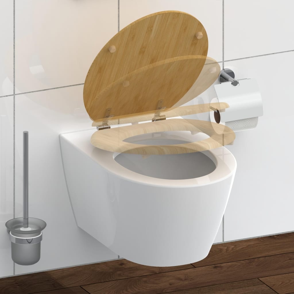 vidaXL Toiletbril met soft-close NATURAL BAMBOO