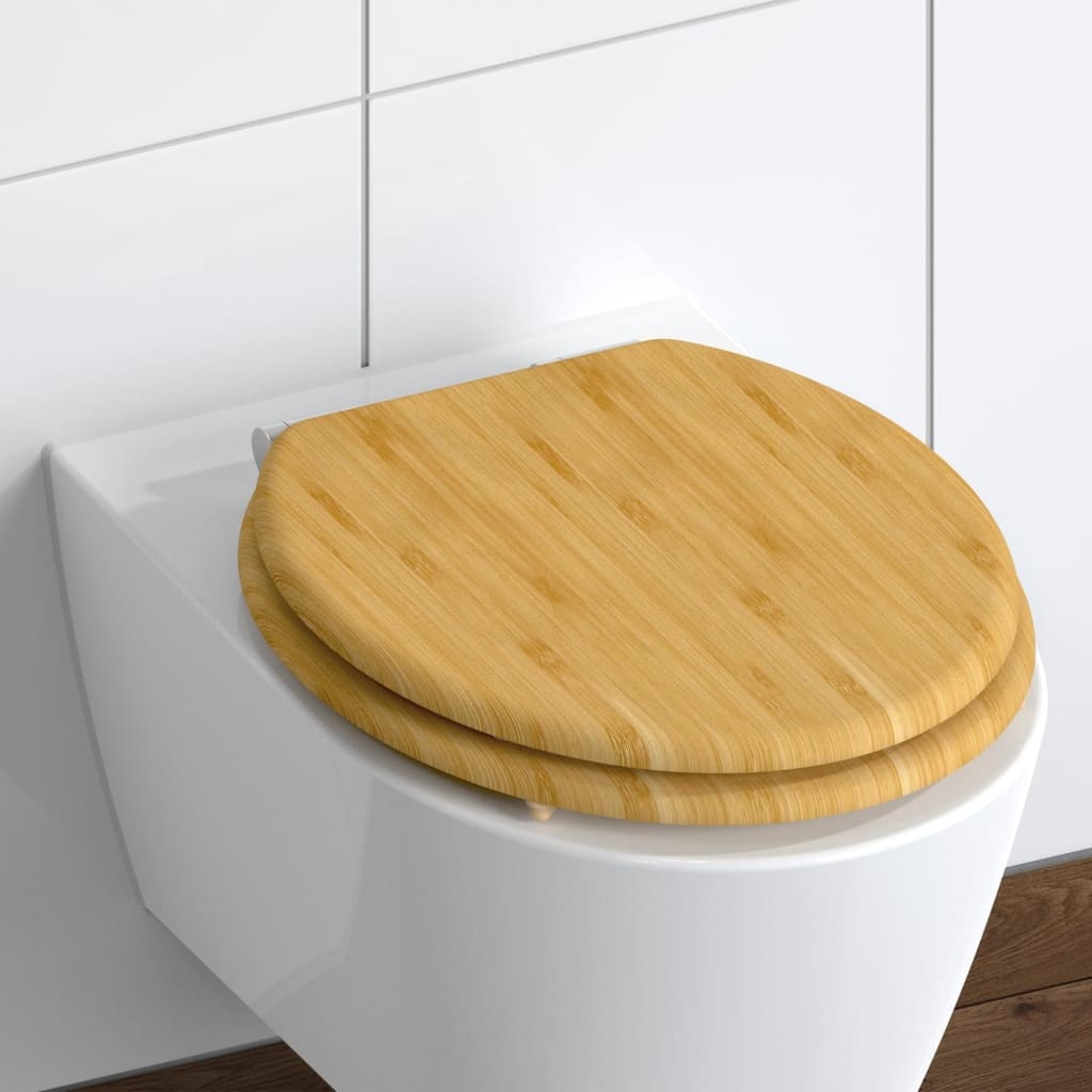 vidaXL Toiletbril met soft-close NATURAL BAMBOO