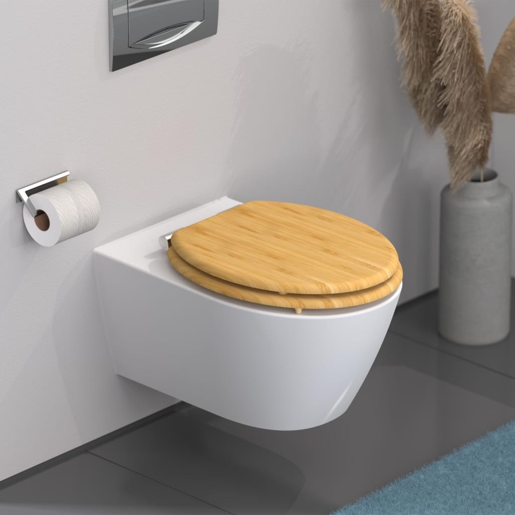 vidaXL Toiletbril met soft-close NATURAL BAMBOO