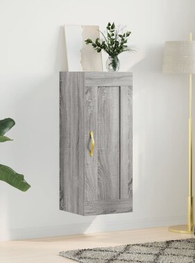 VidaXL Wandkast 34,5x34x90 cm bewerkt hout grijs sonoma eikenkleurig