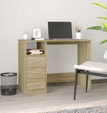 VidaXL Bureau met lades 102x50x76 cm bewerkt hout sonoma eikenkleurig