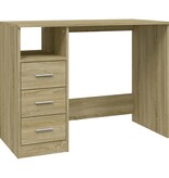 VidaXL Bureau met lades 102x50x76 cm bewerkt hout sonoma eikenkleurig