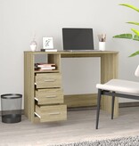 VidaXL Bureau met lades 102x50x76 cm bewerkt hout sonoma eikenkleurig